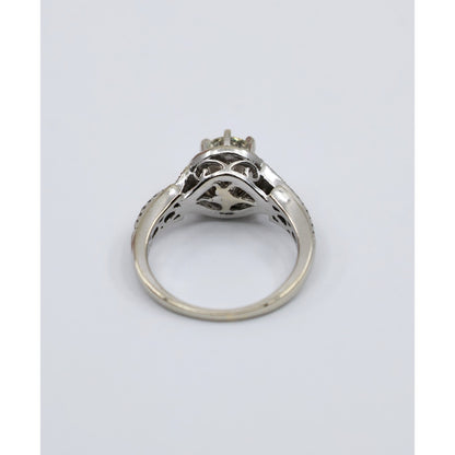 14K White Gold 0.80ct Round Diamond Halo Split Shank Engagement Ring