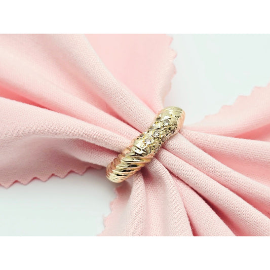 14K Yellow Gold Diamond Cut CZ Ring