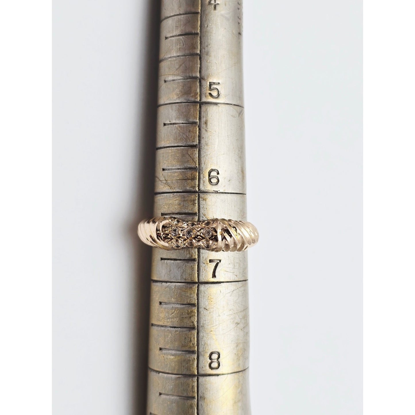 14K Yellow Gold Diamond Cut CZ Ring