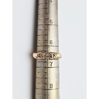 14K Yellow Gold Diamond Cut CZ Ring