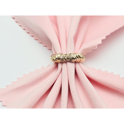 14K Yellow Gold Diamond Cut CZ Ring