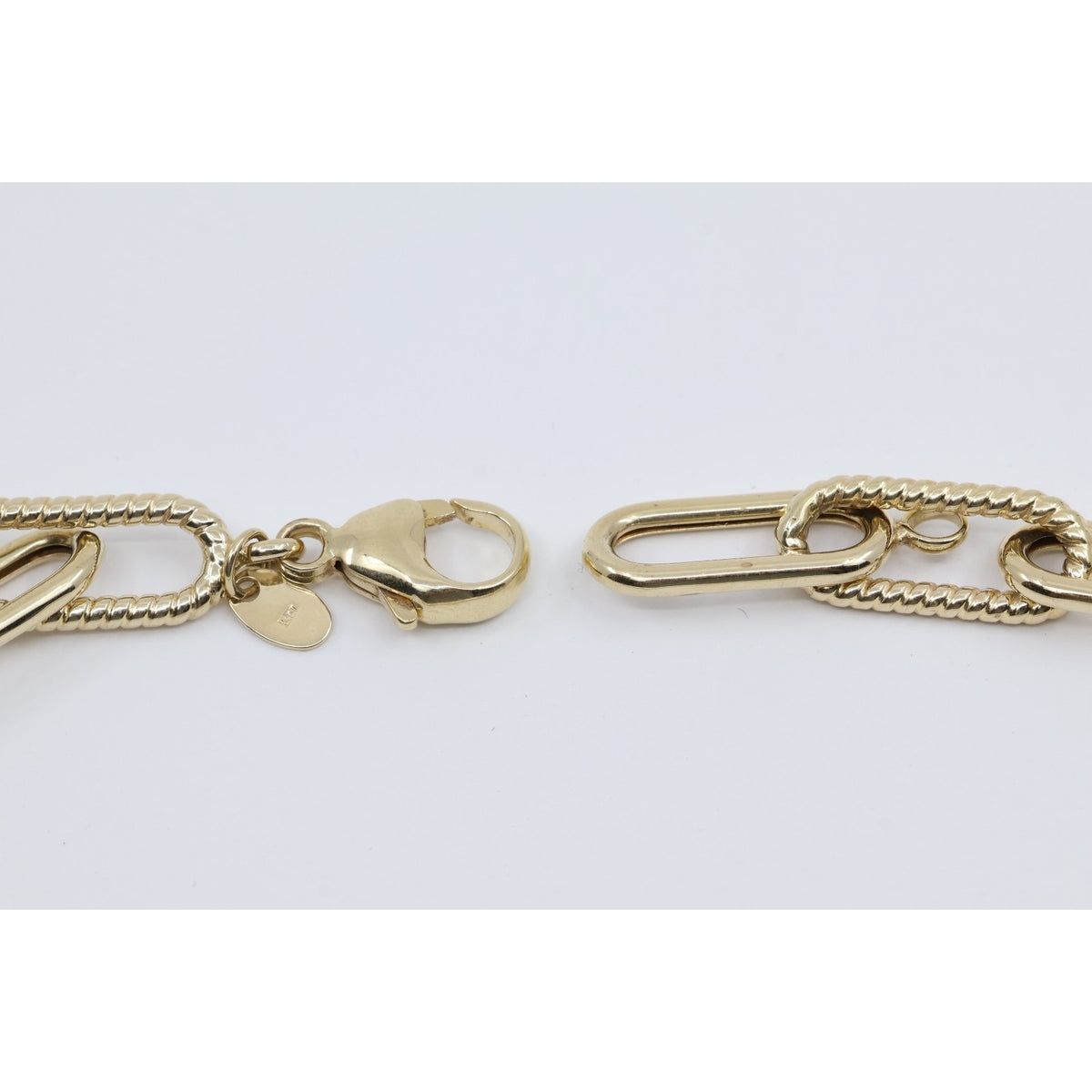 14K Yellow Gold Textured Paperclip Link Chain Necklace