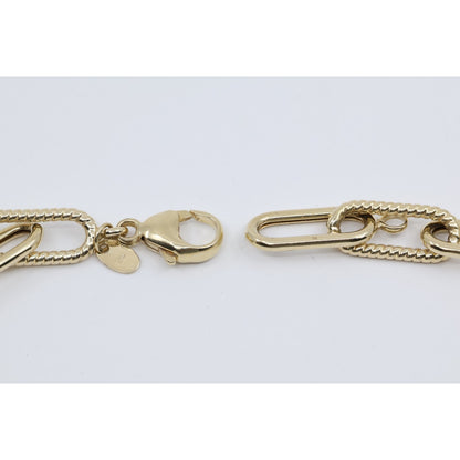 14K Yellow Gold Textured Paperclip Link Chain Necklace