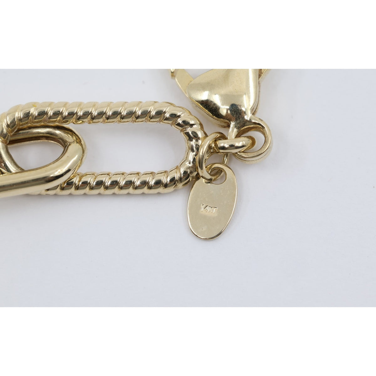 14K Yellow Gold Textured Paperclip Link Chain Necklace