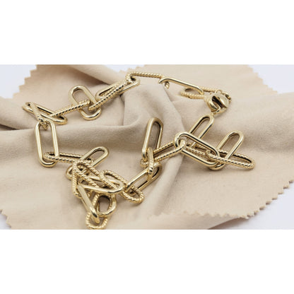 14K Yellow Gold Textured Paperclip Link Chain Necklace