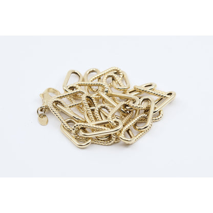 14K Yellow Gold Textured Paperclip Link Chain Necklace