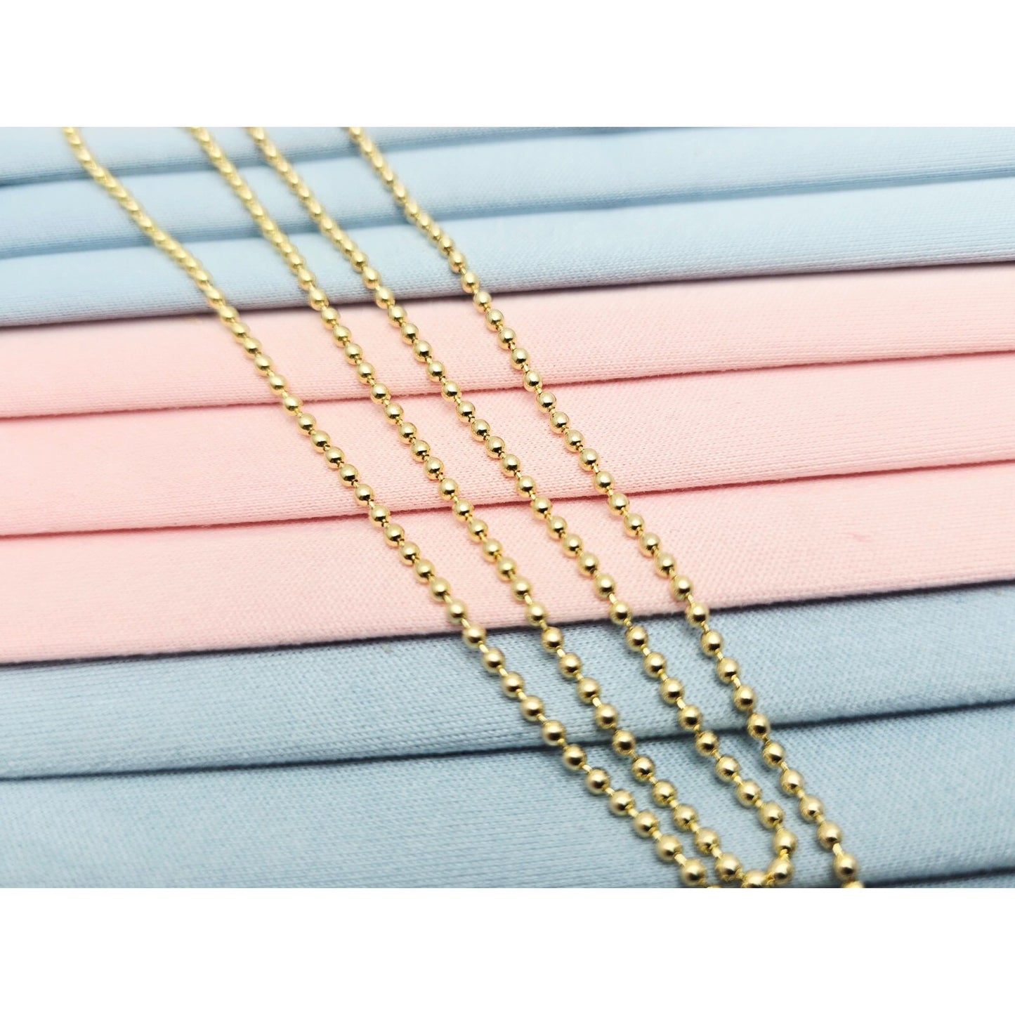 14K Yellow Gold Bead Ball Link Chain Necklace