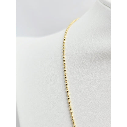14K Yellow Gold Bead Ball Link Chain Necklace