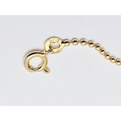 14K Yellow Gold Bead Ball Link Chain Necklace