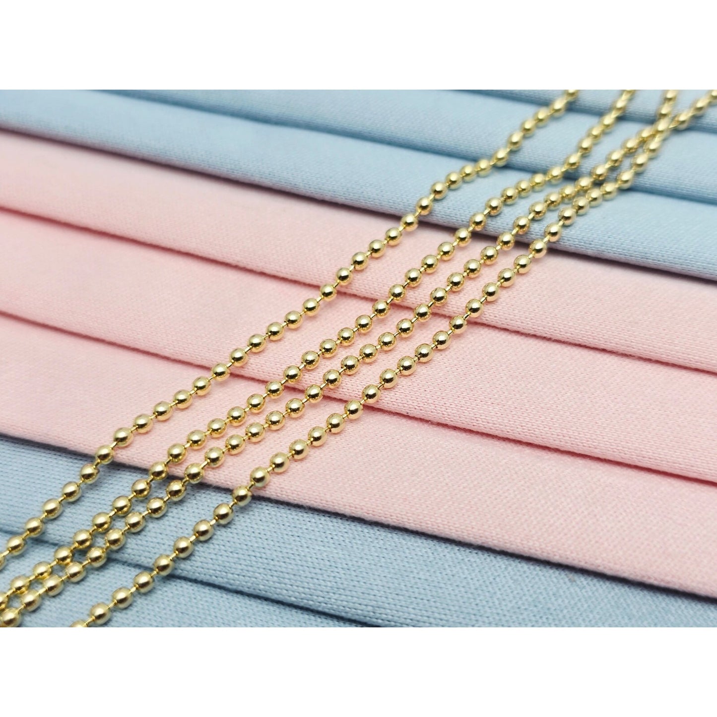 14K Yellow Gold Bead Ball Link Chain Necklace