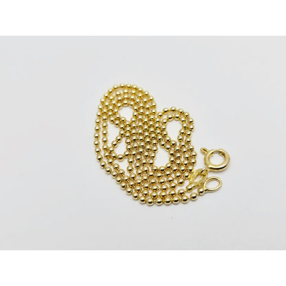 14K Yellow Gold Bead Ball Link Chain Necklace