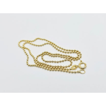 14K Yellow Gold Bead Ball Link Chain Necklace