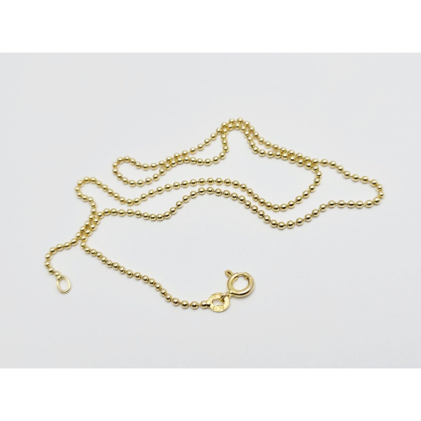 14K Yellow Gold Bead Ball Link Chain Necklace