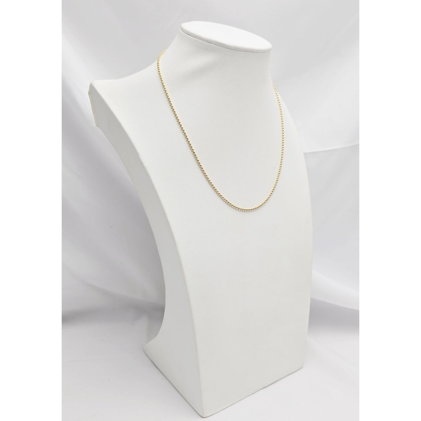 14K Yellow Gold Bead Ball Link Chain Necklace