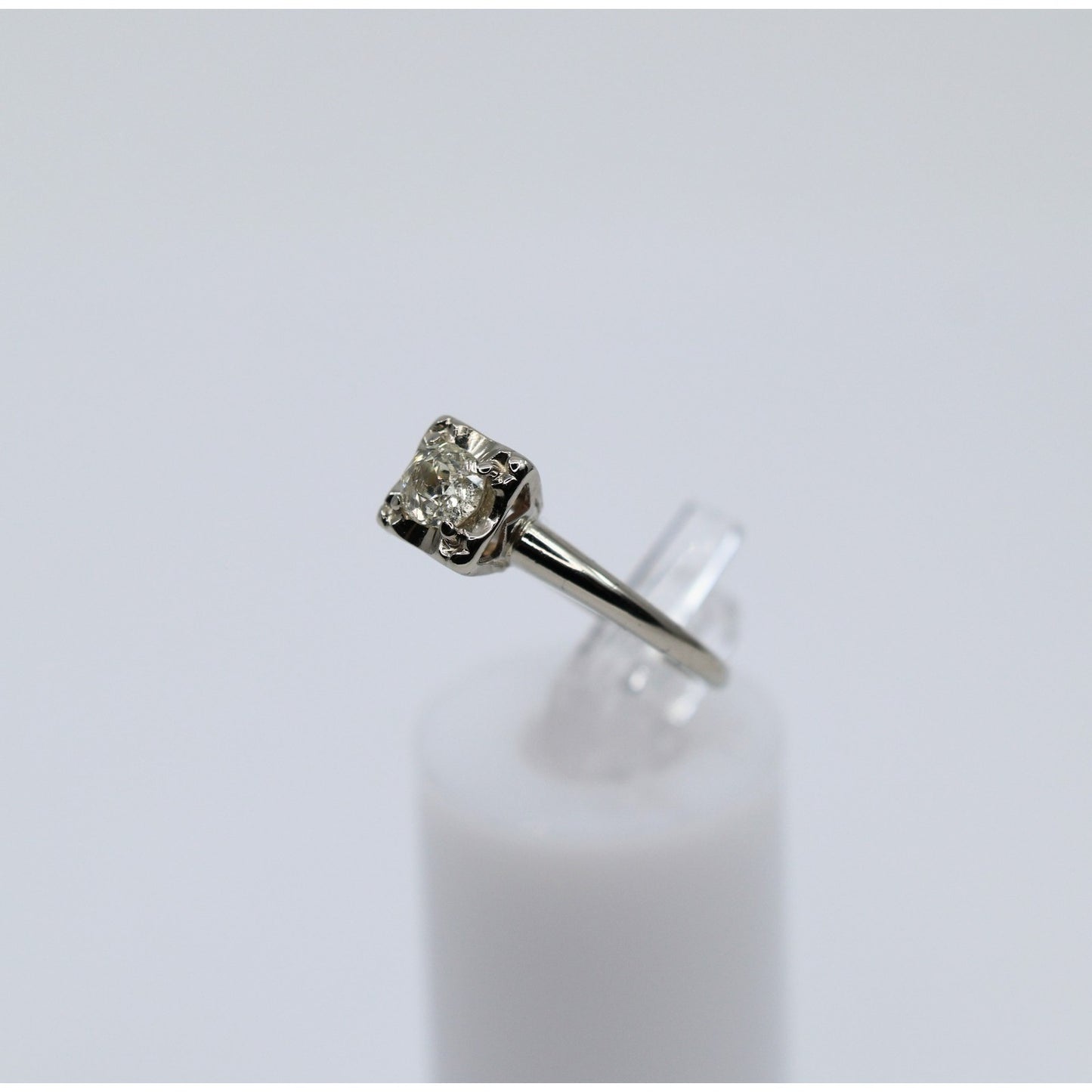 14K White Gold Old European Cut Diamond Solitaire Ring