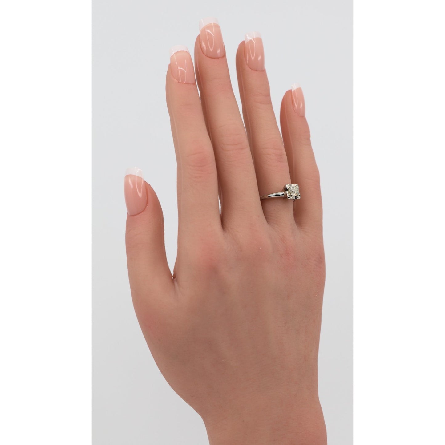 14K White Gold Old European Cut Diamond Solitaire Ring