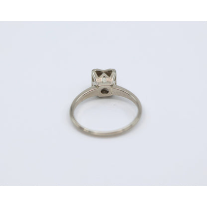 14K White Gold Old European Cut Diamond Solitaire Ring