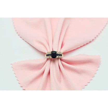 14K Yellow Gold Emerald Cut Sapphire & Round Diamond Ring