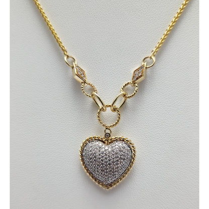 D'Oro by EFFY Diamond Pave Diamond Heart Pendant & Necklace in 14K Yellow Gold