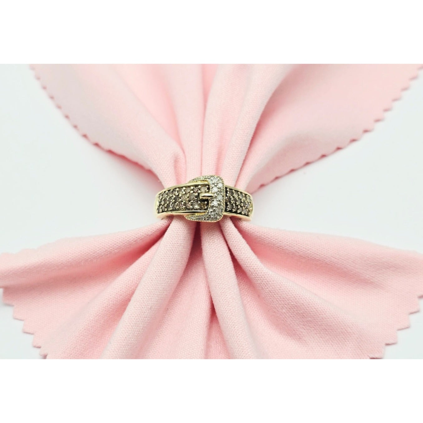 10K Yellow Gold Diamond Belt Ring