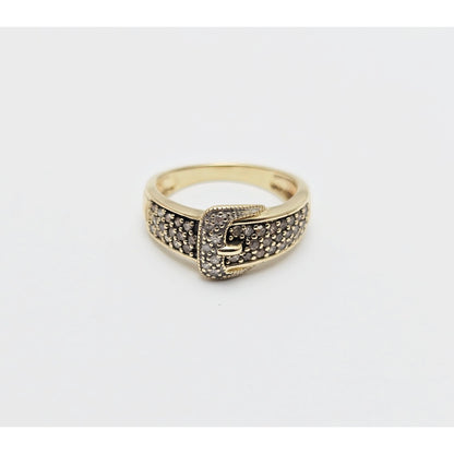 10K Yellow Gold Diamond Belt Ring