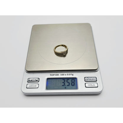 10K Yellow Gold Diamond Belt Ring