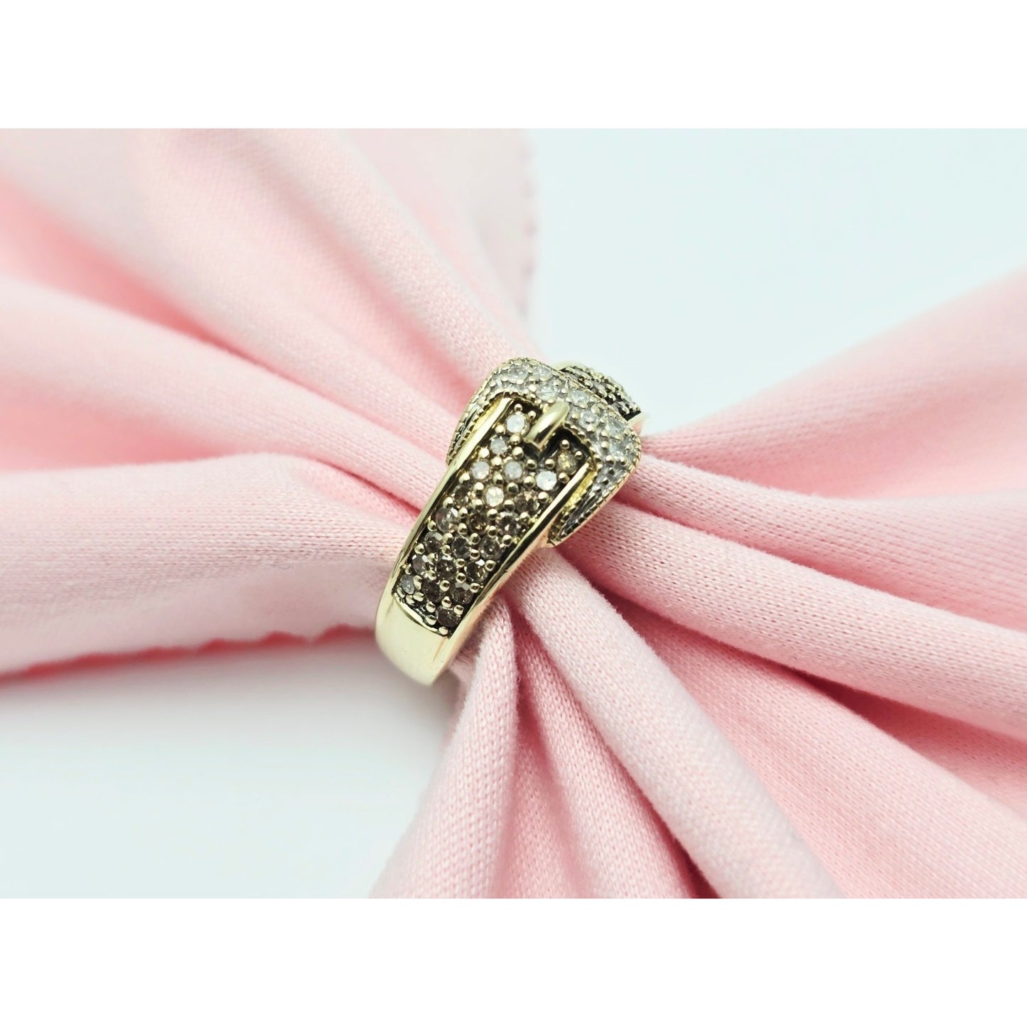 10K Yellow Gold Diamond Belt Ring