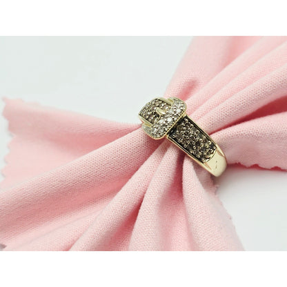 10K Yellow Gold Diamond Belt Ring