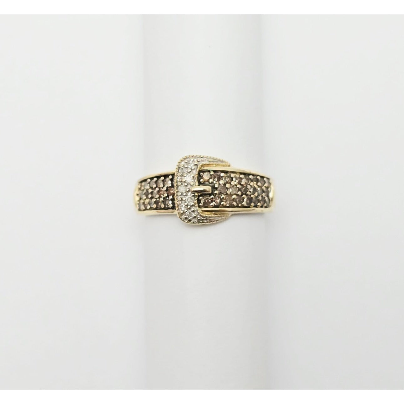 10K Yellow Gold Diamond Belt Ring