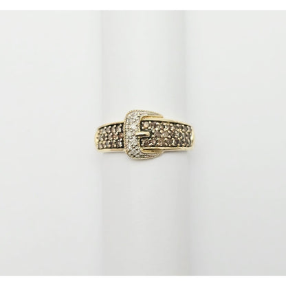 10K Yellow Gold Diamond Belt Ring