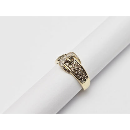 10K Yellow Gold Diamond Belt Ring