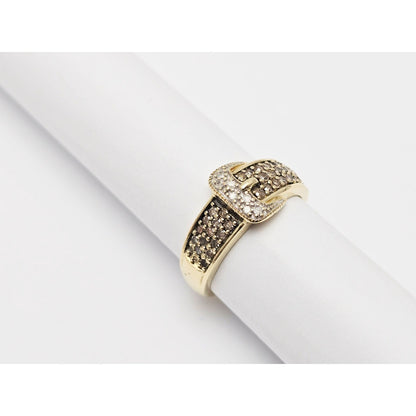 10K Yellow Gold Diamond Belt Ring