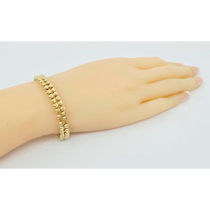 10K Yellow Gold Bead Ball Cable Link Chain Bracelet