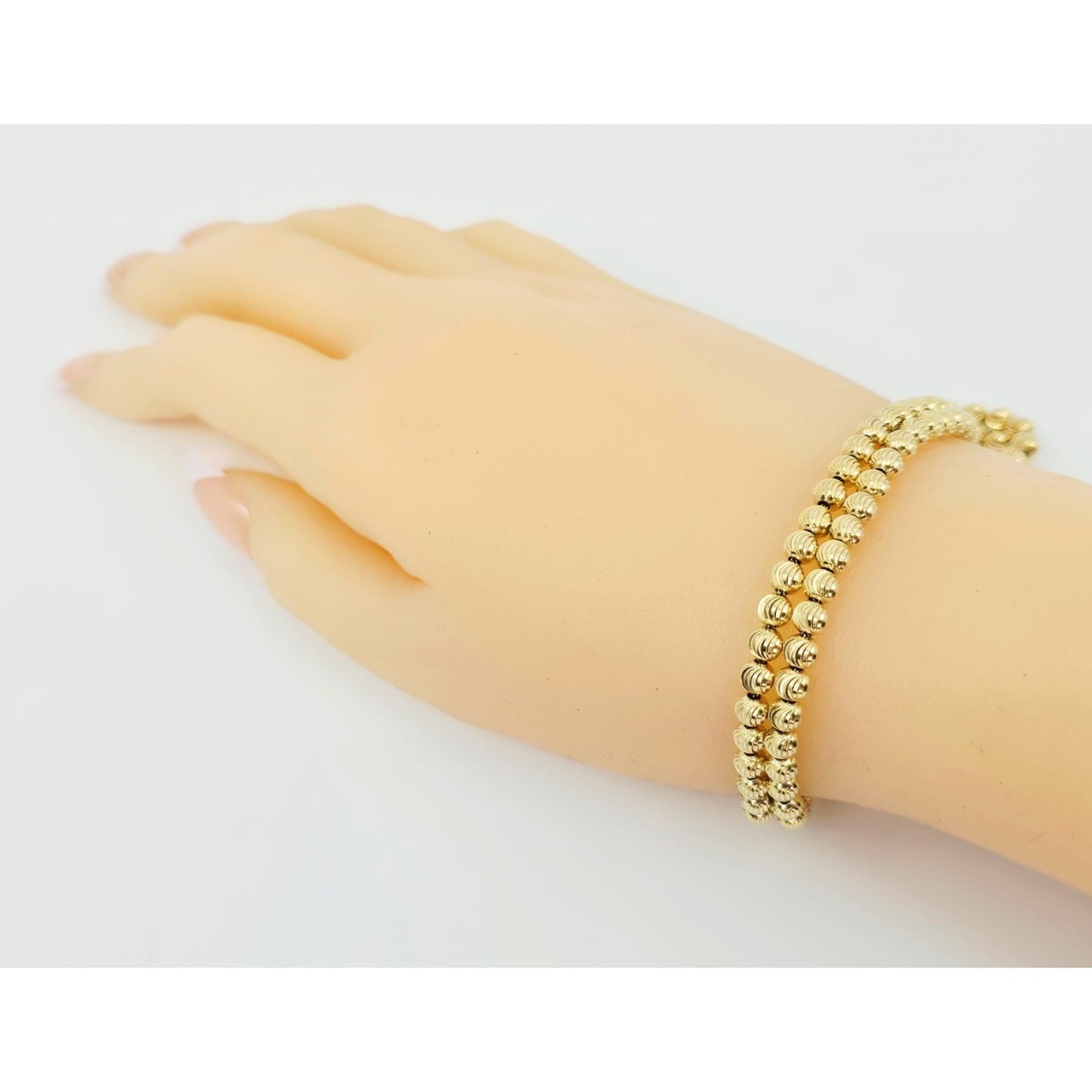 10K Yellow Gold Bead Ball Cable Link Chain Bracelet