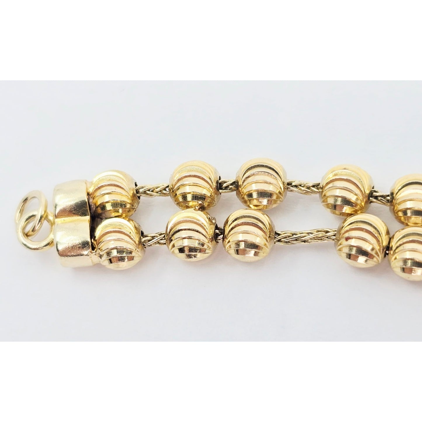 10K Yellow Gold Bead Ball Cable Link Chain Bracelet