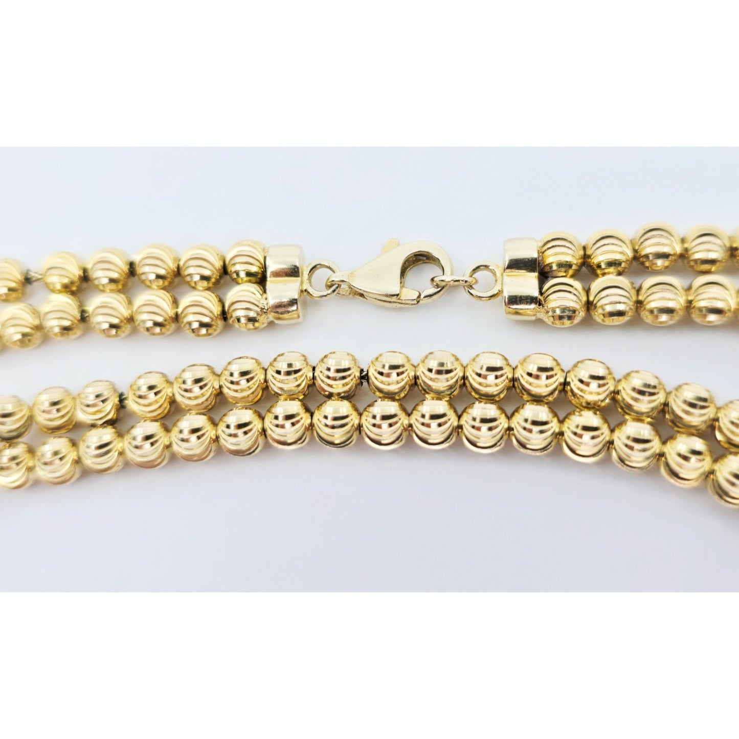 10K Yellow Gold Bead Ball Cable Link Chain Bracelet