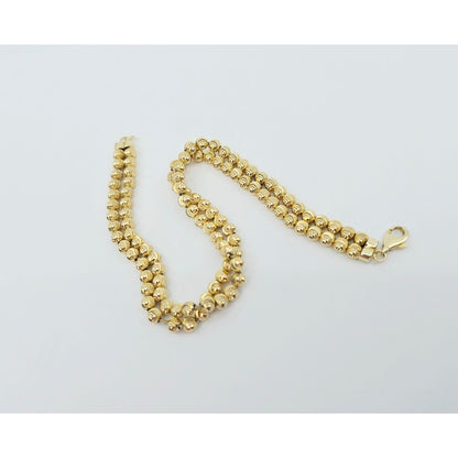 10K Yellow Gold Bead Ball Cable Link Chain Bracelet