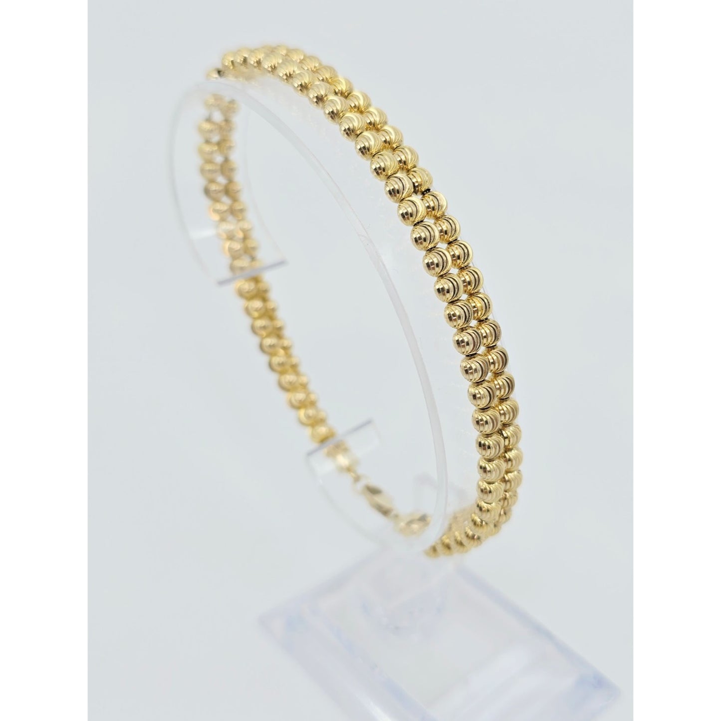 10K Yellow Gold Bead Ball Cable Link Chain Bracelet