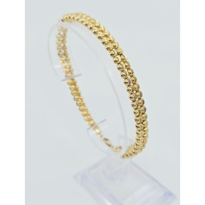 10K Yellow Gold Bead Ball Cable Link Chain Bracelet