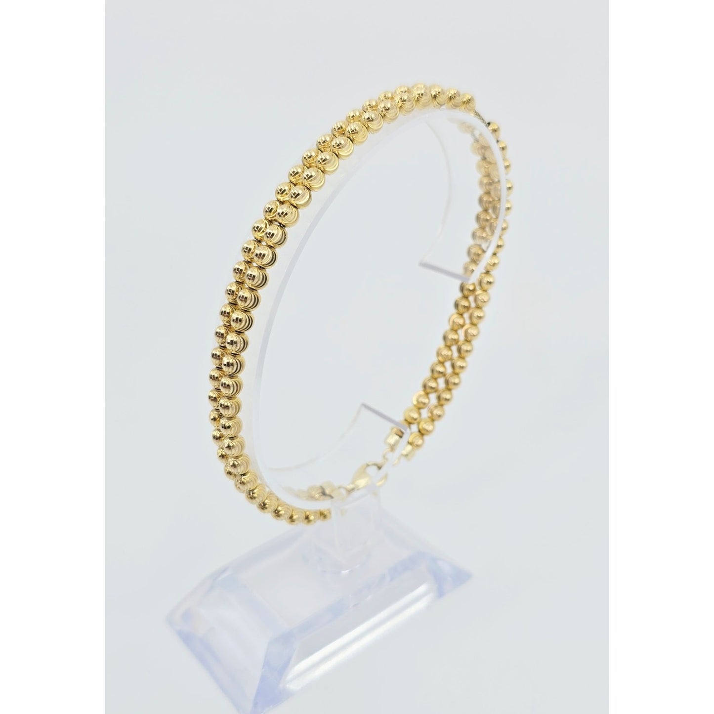 10K Yellow Gold Bead Ball Cable Link Chain Bracelet