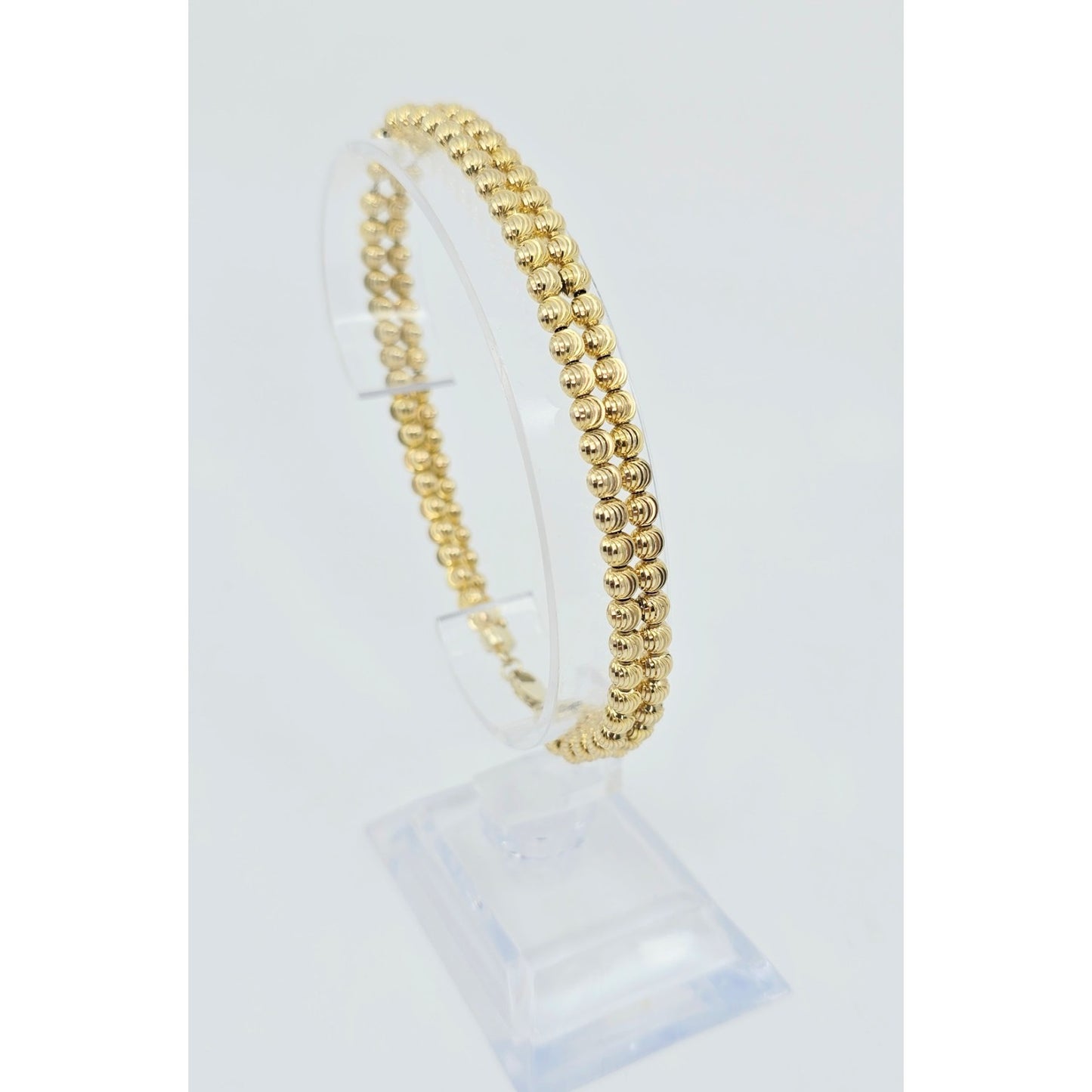 10K Yellow Gold Bead Ball Cable Link Chain Bracelet
