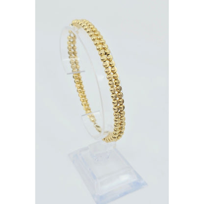 10K Yellow Gold Bead Ball Cable Link Chain Bracelet