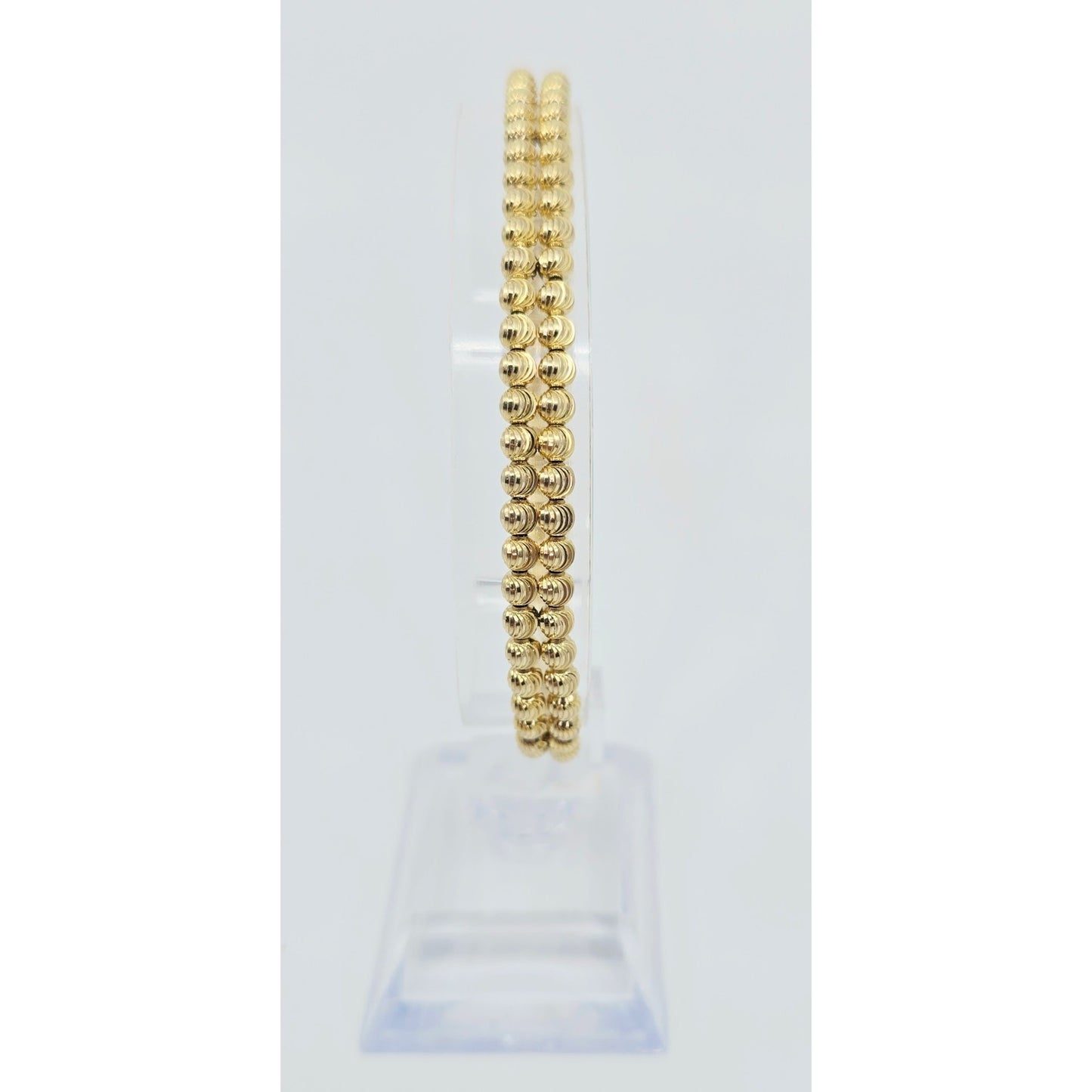 10K Yellow Gold Bead Ball Cable Link Chain Bracelet