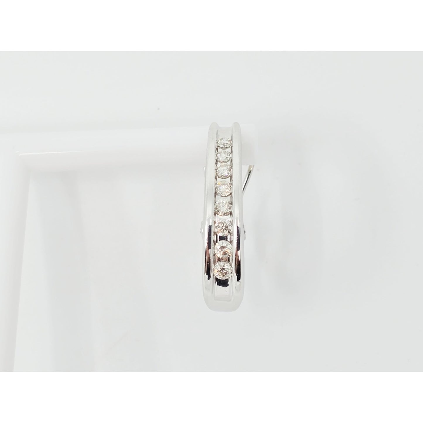 10K White Gold Round Diamond French Clip Earrings