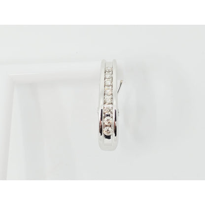 10K White Gold Round Diamond French Clip Earrings