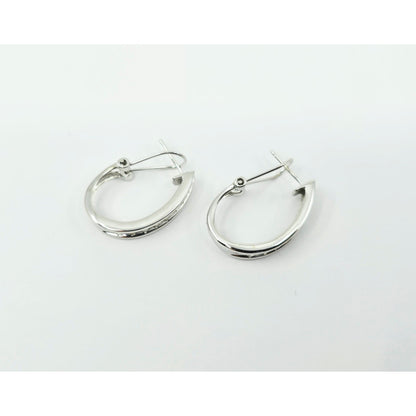 10K White Gold Round Diamond French Clip Earrings