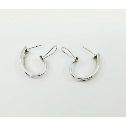 10K White Gold Round Diamond French Clip Earrings