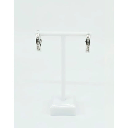 10K White Gold Round Diamond French Clip Earrings
