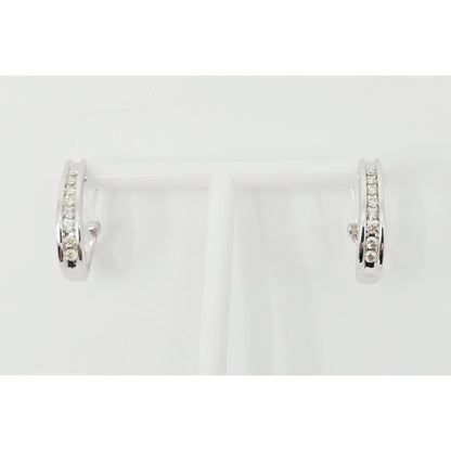 10K White Gold Round Diamond French Clip Earrings