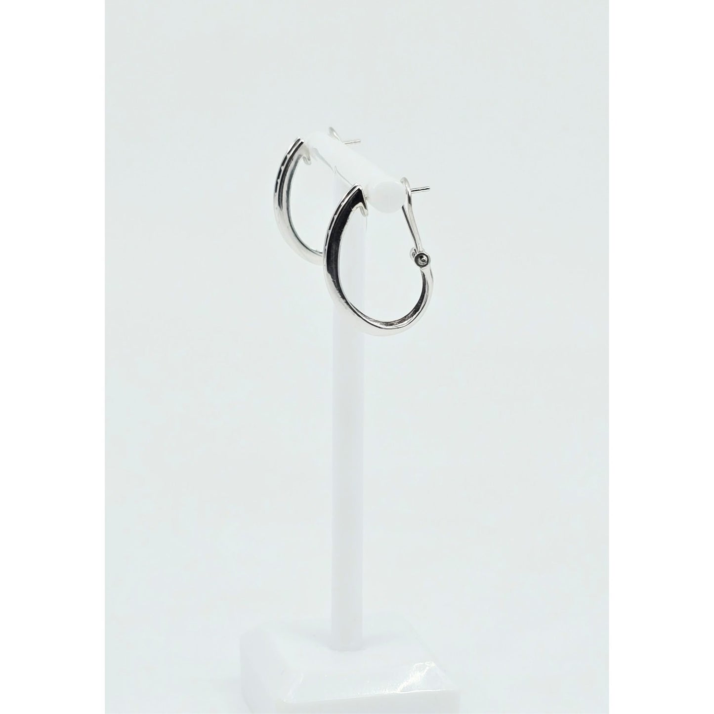 10K White Gold Round Diamond French Clip Earrings